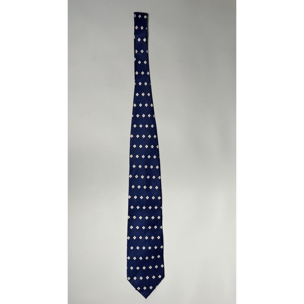 Salvatore Hand Made Men's Blue White Geometric Woven Polyester Pointed Tie